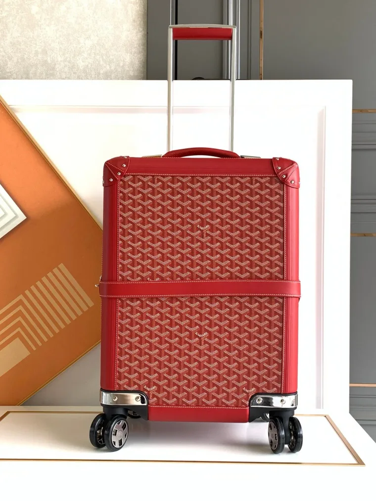Goyard Bourget красный чемодан-тележка